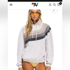 Aviator Nation WAVE  HOODIE RELAXED - DOVE CHARCOAL, NWOT sz S